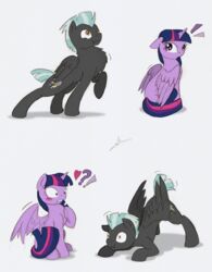  2014 alicorn blush cutie_mark duo equid equine female feral friendship_is_magic hair hasbro heart_symbol horn humor male mammal my_little_pony mythological_creature mythological_equine mythology pegasus ravenpuff thunderlane_(mlp) twilight_sparkle_(mlp) wings 