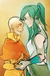  1boy aang alternate_color anarahk armband avatar:_the_last_airbender avatar_legends avatar_state bad_link bald bare_shoulders english_text female hair_tubes korra monk ponytail the_legend_of_korra topknot 