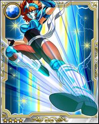  80s aquila_marin armor card flying_kick galaxy_card kicking kurumada_masami mask oldschool red_hair saint_seiya shonen_jump 