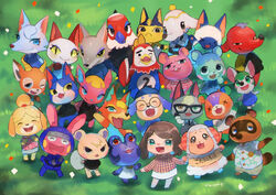  6+boys 6+girls :&lt; :3 ^_^ adjusting_eyewear amelia_(animal_crossing) animal_crossing animal_ears animal_nose ankha_(animal_crossing) aqua_eyes arm_up artist_name audie_(animal_crossing) bare_shoulders barefoot beak bear_boy bear_girl beau_(animal_crossing) belt benedict_(animal_crossing) beret bird_boy bird_girl black-framed_eyewear black_dress black_eyes black_fur black_jacket black_necktie black_shirt blank_eyes blonde_hair blue_bodysuit blue_dress blue_eyes blue_eyeshadow blue_fur blue_hair blue_headwear blue_neckwear blue_shirt bluebear_(animal_crossing) blunt_bangs blush blush_stickers body_fur bodysuit bow bowtie bree_(animal_crossing) brown_eyes brown_fur brown_hair brown_shorts buck_teeth buttons cat_boy cat_ears cat_girl closed_eyes clothes_writing collared_shirt commentary_request confetti cyd_(animal_crossing) daisy_(animal_crossing) day deer_boy deer_girl diva_(animal_crossing) dog_ears dog_girl dog_tail dom_(animal_crossing) dress elephant_boy elephant_girl everyone eyeshadow fang_(animal_crossing) fangs flat_chest frog_girl from_above fuchsia_(animal_crossing) full_body furry furry_female furry_male glasses grass green_background green_hair green_shirt grey_fur grey_vest hair_ornament hair_tie half-closed_eye half-closed_eyes hand_to_own_mouth hand_up hands_in_pockets hands_on_own_hips hands_up happy hat heterochromia highres horns isabelle_(animal_crossing) jacket kikuyoshi_(tracco) light_blush lipstick long_sleeves looking_at_viewer maid makeup marshal_(animal_crossing) medium_hair miniskirt mitzi_(animal_crossing) mouse_girl multiple_boys multiple_girls necktie olivia_(animal_crossing) one_eye_closed open_mouth orange_eyes orange_fur outdoors outstretched_arm parted_bangs pawpads pencil_skirt pink_fur pink_shirt plaid plaid_shirt purple_eyeshadow rabbit_boy rabbit_ears raglan_sleeves raymond_(animal_crossing) red_eyes round_eyewear sheep_girl shirt short_hair short_sleeves shorts sidelocks signature simple_background skin_fangs skirt sleeveless sleeveless_dress sleeveless_shirt smile snake_(animal_crossing) snake_hair_ornament snout squirrel_boy squirrel_ears squirrel_tail standing stitches_(animal_crossing) striped_clothes striped_shirt tail tanuki teeth tia_(animal_crossing) tom_(animal_crossing) tom_nook_(animal_crossing) topknot translated two-tone_fur vest villager_(animal_crossing) vladimir_(animal_crossing) waving white_dress white_fur white_shirt white_skirt whitney_(animal_crossing) wings wolf_boy wolf_girl x_x yellow_eyeshadow yellow_fur yellow_shirt yellow_sleeves 