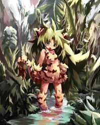  cham_cham cham_cham female girl green_hair highres nature samurai_shodown samurai_spirits snk tiger_girl water 