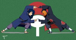  2boys cosplay crossover dragon_ball fusion_dance multiple_boys naruto naruto_shippuuden parody tobi uchiha_madara yun_(piyo-piyoyo) 