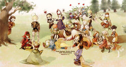  animal anniversary archer_(fft) armor bald bandaid bare_shoulders black_mage_(fft) black_mage_(final_fantasy) blonde_hair boots broken_heart brown_hair character_request chemist_(fft) closed_eyes commentary_request dancer_(fft) dancer_(final_fantasy) delita_heiral dragoon_(fft) dress everyone final_fantasy final_fantasy_tactics geomancer_(fft) gloves grass hat heart japanese_armor knight knight_(fft) long_sleeves mime_(fft) monk_(fft) mos multiple_boys multiple_girls ninja_(fft) orator_(fft) outdoors partial_commentary peeking_out photoshop_(medium) pig plant ramza_beoulve red_hair samurai_(fft) short_hair spoken_squiggle squiggle squire_(fft) summoner_(fft) sword tabard time_mage time_mage_(fft) wand weapon white_mage_(fft) white_mage_(final_fantasy) witch_hat 