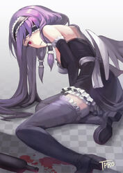  dream_c_club dream_c_club_(series) eyepatch female kawa_akira long_hair mari_(dream_c_club) photoshop_(medium) purple_eyes solo thighhighs 