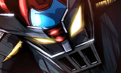  close-up cockpit glowing glowing_eyes highres jazz_jack mazinger_(series) mazinger_z_(mecha) mecha no_humans robot shin_mazinger_shougeki!_z-hen speed_lines super_robot 