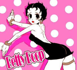  animification betty_boop betty_boop_(series) black_hair bracelet dress earrings female jewelry lowres short_hair solo 