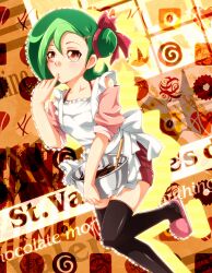  apron black_legwear green green_hair hair mizuki_kotori_(yugioh_zexal) mizuki_kotori_(yuu-gi-ou_zexal) mugicha_(sukimachaya) thighhighs yu-gi-oh! yugioh_zexal yuu-gi-ou_zexal 