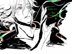  1boy artist_request code_geass green_hair jeremiah_gottwald male male_focus monochrome orange_eyes solo source_request 