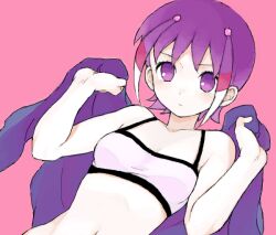  bad_id bad_pixiv_id breasts duplicate dutch_angle female genderswap_(mtf) hair_ornament image_sample inazuma_eleven_(series) inazuma_eleven_go looking_at_viewer mabui_(poloon) md5_mismatch navel no_pupils pink_background pink_sports_bra pixel-perfect_duplicate pixiv_sample purple_eyes purple_hair rule_63 short_hair shuu_(inazuma_eleven) simple_background small_breasts sports_bra upper_body 