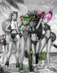  ass beach beast_boy bikini black_bikini breasts huge_ass iris_(pokemon) jinx mao_(pokemon) multiple_girls nintendo pokemon pokemon_(anime) pokemon_(game) pokemon_bw pokemon_champion pokemon_sm raven_(dc) starfire sunlight team_skull team_skull_grunt teen_titans terra_(dc) todd_l._milhouse 