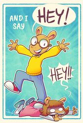  2022 5_fingers aardvark anthro arthur_(series) arthur_read brother_(lore) brother_and_sister_(lore) brown_hair clothing d.w._read dialogue duo english_text eyewear female fingers footwear glasses hair hi_res male mammal open_mouth open_smile shoes sibling_(lore) signature sister_(lore) smile speech_bubble teeth text vaporotem 