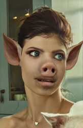  absurd_res alexandra_daddario anthro celebrity domestic_pig female female/female hi_res mammal nosetf photo_manipulation solo suid suina sus_(pig) third-party_edit transformation 