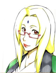  blonde_hair facial_mark forehead_mark glasses naruto naruto:_road_to_ninja naruto_shippuuden smile sunahara_wataru tsunade 