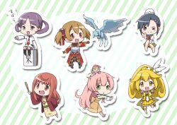  &gt;_o 6+girls :d armor black_hair blonde_hair bow breastplate brown_hair bun_cover buratei_marii catchphrase chibi commentary_request crossover cure_peace double_v errant feathered_dragon folded_fan folding_fan green_eyes hair_bun hair_flaps hanada_kirame hand_fan holding jinrui_wa_suitai_shimashita joshiraku long_hair looking_at_viewer magical_girl mahjong mahjong_tile mini_dragon multiple_girls multiple_tails one_eye_closed open_mouth orange_hair pina_(sao) pink_hair precure purple_hair red_eyes saki_(manga) saki_achiga-hen season_connection sg550_(upotte!!) short_hair short_twintails silica single_hair_bun sitting skirt smile smile_precure sword_art_online tail tiara twintails two_tails upotte!! v very_long_hair watashi_(jintai) yayoi_kise yellow_bow yellow_eyes yellow_skirt 