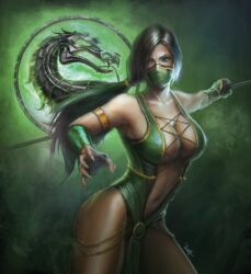  artist_request dark_skin female jade large_breasts mortal_kombat solo 