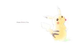  carnation commentary_request flower highres holding holding_flower looking_back mother&#039;s_day no_humans photoshop_(medium) pikachu pokemon pokemon_(creature) red_carnation red_flower solo tail xxzero 