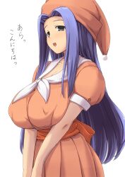  bad_id bad_pixiv_id blue_hair breasts commentary_request covered_nipples female grey_eyes hat highres huge_breasts long_hair namamo_(kura) nightcap open_mouth seiken_densetsu seiken_densetsu_2 simple_background solo translated upper_body very_long_hair white_background 