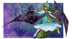  artist_name bad_deviantart_id bad_id blue_background commentary demon_wings dizmathik dress female fingernails full_body green_hair hat high_heels long_fingernails long_hair mima_(touhou) shoes short_sleeves solo staff touhou touhou_(pc-98) very_long_hair wings 