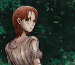  enies_lobby female female leaf leaves nami nami_(one_piece) one_piece orange_hair outdoors rain short_hair solo tree wet 