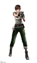  brown_hair female fingerless_gloves gloves gun headband radio rebecca_chambers resident_evil resident_evil_0 short_hair solo walkie-talkie walkie_talkie weapon white_background 