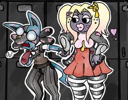  2023 after_kiss alternative_fashion anthro digital_drawing_(artwork) digital_media_(artwork) duo female ganguro_(fashion) generation_1_pokemon generation_4_pokemon gyaru high_school j-fashion jynx kiss_mark kissing lips lipstick lipstick_fetish lipstick_on_body lipstick_on_face lucario makeup male male/female manba_(fashion) nerd nintendo pink_lipstick pokemon pokemon_(species) school slightly_chubby thick_thighs usererror wide_hips 