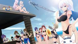  ! !? 6+girls absurdres aircraft airplane alternate_costume angry animal_ears anniversary ass ayanami_(azur_lane) azur_lane bartender beach belfast_(azur_lane) bikini black_bikini black_choker black_headwear black_jacket black_nails black_ribbon blue_bikini blue_eyes blue_sarong blue_sky bottle braid breasts brown_hair cat_ears choker cleavage cleavage_cutout closed_eyes clothing_cutout coca-cola cocktail_shaker cross cup dutch_angle en_go_(kuro_nigiri) english_commentary eyewear_on_head fake_animal_ears food french_braid goggles goggles_on_head green_hair hair_ribbon hand_on_own_hip hat headgear heart high_ponytail highres holding holding_bottle holding_cup holding_spoon holding_swim_ring honolulu_(azur_lane) honolulu_(summer_accident?!)_(azur_lane) ice_cream innertube iron_cross italian_flag jacket javelin_(azur_lane) javelin_(beach_picnic!)_(azur_lane) juice laffey_(azur_lane) large_breasts light_brown_hair light_purple_hair long_hair looking_at_viewer looking_away manjuu_(azur_lane) medium_breasts medium_hair meowfficer_(azur_lane) microskirt military_hat mirror multi-strapped_bikini multiple_girls nail_polish navel new_jersey_(azur_lane) o-ring o-ring_bikini o-ring_bottom ocean official_alternate_costume on_roof one-piece_swimsuit one_eye_closed open_mouth orange_juice outdoors parfait peaked_cap pilot pleated_skirt pointing pointing_at_another purple_eyes purple_hair rabbit_ears red_hair renown_(azur_lane) repulse_(azur_lane) ribbon sand sarong see-through see-through_shirt shaking sheath sheathed shirt side_ponytail sitting_on_roof skirt sky small_breasts speech_bubble spoon standing steel_(azur_lane) striped_clothes striped_one-piece_swimsuit sun sunbathing sunglasses surprised swim_ring swimsuit tearing_up thigh_strap trento_(azur_lane) trento_(summer&#039;s_hotness?)_(azur_lane) twintails vehicle_request very_long_hair walking whipped_cream white_hair wide-eyed yellow_innertube z23_(azur_lane) z23_(breezy_doubles)_(azur_lane) zara_(azur_lane) zara_(poolside_coincidence)_(azur_lane) 