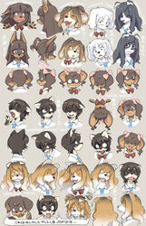  2020 9:14 anthro black_hair black_nose blue_necktie blush bodily_fluids canid canine canis character_name closed_eyes clothing digital_media_(artwork) domestic_dog expression_sheet female female_anthro floppy_ears front_view fur group hair hanakoji_terasu hi_res inukoro_(kikurage) japanese_text kemono kikurage koriyama_meiko koriyama_sumie kuroshiba_nagomi kusuda_korone mammal multiple_images necktie shaded shirakawa_tamami side_view solo sweat tachibana_peko tears teeth text topwear translation_request white_body white_clothing white_ears white_fur white_hair white_topwear 