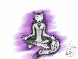  4:3 anthro black_nose canid canine canis closed_eyes crosslegged_pose domestic_dog fur grey_body grey_fur husky itsjimmm jim_(itsjimmm) male mammal meditating meditation nordic_sled_dog sitting spitz 