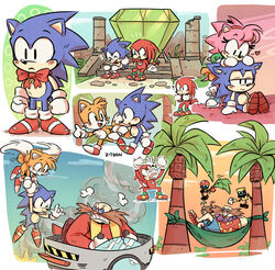  2019 ? aloha_shirt alternate_costume ambiguous_gender angry anthro bell biped black_eyes blue_body blue_fur bottomwear canid canine carrying classic_amy_rose classic_knuckles classic_sonic classic_sonic_(universe) classic_tails clenched_teeth clothing cubot digital_media_(artwork) dr._eggman echidna egg_mobile eulipotyphlan evergreen_tree facial_hair female flying footwear fox frown fur gem gloves green_clothing green_shirt green_topwear grin group hammock hand_holding handwear hedgehog helicopter_tail human knuckles_the_echidna machine male mammal master_emerald monotreme moustache multiple_images orange_body orange_bottomwear orange_clothing orange_fur orange_skirt orbot outside palm_tree pink_body pink_fur red_body red_fur robot shirt shoes sitting skirt smile sonic_the_hedgehog sonic_the_hedgehog_(series) standing sunset tails teeth temple topwear tree vehicle white_body white_fur z-t00n 