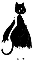  3_eyes 4_fingers 4_toes anthro biped black_and_white black_body black_ears black_tail breasts chipar detachable detachable_arms detachable_feet detachable_limbs digital_media_(artwork) domestic_cat featureless_breasts featureless_crotch feet felid feline felis female female_anthro fingers floating floating_arms floating_limbs footprint front_view full-length_portrait goo_creature hi_res humanoid_hands hybrid kemono looking_at_viewer mammal monochrome monotone_body monotone_tail mouthless multi_eye navel nude pawprint paws pear-shaped_figure portrait shadow_creature simple_background small_breasts solo standing tail thick_thighs thigh_gap toes whiskers white_background white_eyes wide_hips 