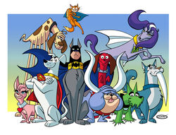  2010 ace_the_bat-hound basset_hound black_nose blue_body blue_fur brainy_barker brown_nose bull_dog_(krypto) bulldog canid canine canis cape chihuahua clothing collar crossed_arms dachshund dc_comics domestic_cat domestic_dog felid feline felis female feral front_view fur gradient_background green_body green_fur grey_body grey_fur group horn hot_dog_(krypto) hunting_dog husky krypto krypto_the_superdog looking_at_viewer male mammal mammoth_mutt mask mastiff molosser nordic_sled_dog orange_body orange_fur paw_pooch pink_body pink_fur purple_body purple_fur quadruped red_body red_fur scent_hound scott_cohn scottish_terrier siberian_husky signature simple_background spitz streaky_the_supercat tail tail_terrier terrier toy_dog tusks tusky_husky white_body white_fur 