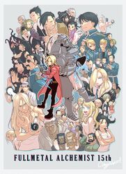  6+boys 6+girls adjusting_clothes adjusting_headwear aged_down aged_up ahoge alaskan_klee_kai alchemy alex_louis_armstrong alexander_(fma) alphonse_elric amestris_military_uniform animal animal_ears anna_kotori anniversary armor arms_up artist_name baby bald bare_shoulders beard belt bido_(fma) black_clothes black_eyes black_footwear black_gloves black_hair black_hayate black_pants blonde_hair blue_eyes boots bottle braid breasts brothers brown_footwear brown_hair buccaneer_(fma) canine character_request chimera chinese_clothes cigarette cleavage clenched_hand cloak closed_eyes closed_mouth collar collarbone collared_shirt commentary_request congratulations copyright_name couple crossed_arms darius_(fma) dark-skinned_male dark_skin denny_brosh dominic_lecoulte double_bun dress edward_elric elicia_hughes english_text envy_(fma) everyone evil_eyes evil_smile eyepatch eyes_visible_through_hair facial_hair fangs feline fingerless_gloves friends from_side frown fu_(fma) full_armor full_body fullmetal_alchemist fur_collar fur_trim garfiel_(fma) glasses gloves gluttony_(fma) gracia_hughes greed_(fma) green_pants grey_background grey_hair grey_shorts grin grumman_(fma) hair_between_eyes hair_bun hair_ornament hair_over_one_eye hand_tentacles happy hat headwear_request heart heinkel_(fma) heymans_breda holding holding_animal holding_bottle holding_person hood hood_down hug izumi_curtis jacket jean_havoc jerso_(fma) jewelry king_bradley lan_fan leo_(fma) lieutenant_yoki ling_yao lion lion_ears long_hair long_sleeves looking_at_viewer looking_down looking_to_the_side lust_(fma) maes_hughes maria_ross martel_(fma) mask mask_on_head may_chang mechanical mechanical_arms mechanical_parts medium_breasts medium_hair miles_(fma) military military_uniform moustache multiple_boys multiple_girls muscular nina_tucker old old_man olivier_mira_armstrong one_eye_closed open_mouth own_hands_together panda paninya_(fma) pants pet photo_(object) pinako_rockbell ponytail pride_(fma) red_cloak red_eyes rick_(fma) ring riza_hawkeye roa_(fma) round_eyewear roy_mustang scar scar_(fma) selim_bradley sheska_(fma) shirt shoes short_hair shorts siblings sidelocks sig_curtis simple_background single_hair_bun single_mechanical_arm sitting sleeveless sloth_(fma) slovak_cuvac smile solf_j._kimblee spiked_hair standing straight tattoo teeth tim_marcoh tongue tongue_out trisha_elric truth_(fma) uniform upper_body v van_hohenheim vato_falman vest waistcoat waving waving_arm weapon white_gloves white_hair white_headwear white_jacket white_shirt winry_rockbell wrath_(fma) xiao-mei yellow_eyes zampano_(fma) 