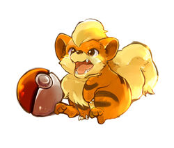  bad_id bad_pixiv_id fangs growlithe menokurage no_humans poke_ball poke_ball_(basic) pokemon pokemon_(creature) simple_background solo white_background 