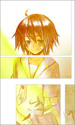  1boy animification bad_id bad_pixiv_id bandaid brown_hair bug cockroach green_eyes la_vin male_focus personification plant signature smile solo wall-e wall-e_(character) 