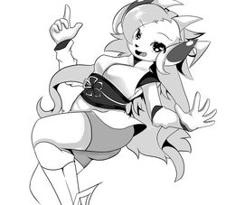  absurd_res action_pose anthro breasts clothed clothing dragon female freedom_planet fur galaxytrail hair hi_res hybrid mammal monochrome mythological_creature mythological_scalie mythology oumseven pose sash_lilac scalie solo 