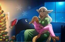  2018 age_difference anthro armor basitin bed brown_body brown_fur carrying_another christmas christmas_clothing christmas_headwear christmas_tree closed_eyes clothed clothing colored conditional_dnp daughter_(lore) dialogue digitigrade dress duo english_text female footwear fur furniture good_parenting hat headgear headwear helmet hi_res holidays inside king_adelaide larger_female lying madelyn_adelaide mammal mother_(lore) mother_and_child_(lore) mother_and_daughter_(lore) night older_female on_bed on_lap pajamas parent_(lore) parent_and_child_(lore) parent_and_daughter_(lore) plant plushie santa_hat shoes sitting size_difference sleeping slippers smaller_female smile snow snowing sound_effects tan_body tan_fur teddy_bear text tom_fischbach tree twokinds window young young_anthro younger_female 