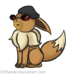  1:1 alpha_channel beard beret brown_body brown_fur canid canine clothing crossover eevee eifihanaki eyewear facial_hair feral fur generation_1_pokemon hat headgear headwear jamie_hyneman low_res male mammal mythbusters nintendo pokemon pokemon_(species) simple_background solo sunglasses text transparent_background url 