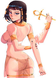  absurdres armlet ass back black_hair black_nails blue_eyes bracelet breasts egyptian egyptian_clothes female from_behind hair_ornament highres huge_ass jewelry jobin_chan large_breasts lips looking_at_viewer looking_back makeup medium_breasts medium_hair mole mole_under_eye nail_polish nico_robin non-web_source one_piece pelvic_curtain revealing_clothes see-through short_hair sideboob skindentation solo thick_thighs thighs 