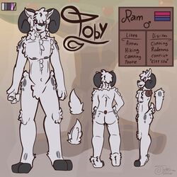  1:1 anthro ass big_butt biped bisexual_pride_colors bovid bovid_horn caprine caprine_horn circle_(marking) cloven_hooves featureless_crotch fluffy fluffy_chest fluffy_hair fluffy_tail fluffy_thighs fur fur_markings gender_symbol grey_body grey_fur hair hi_res hooves horn humanoid_hands judasthesinner lgbt_pride male male_symbol mammal markings model_sheet neck_tuft nude null pink_eyes pride_colors ram_horn sheep solo standing symbol tail thick_thighs toby_(dbravefurry113) tuft unguligrade 