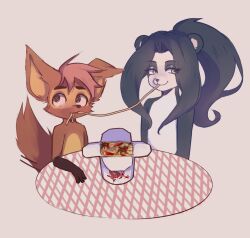  anthro bear dating duo female food giant_panda hi_res hybrid mammal pasta spaghetti tama-tama 