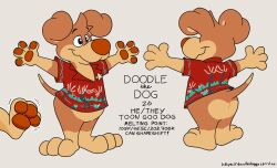  absurd_res aloha_shirt canid canine canis clothing domestic_dog doodle_(doodledoggy) doodledoggy goo_creature hi_res mammal model_sheet pattern_clothing pattern_shirt pattern_topwear shirt toonkind toony topwear 