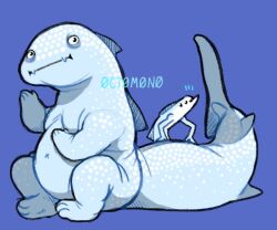  0ct0m0n0 6:5 ambiguous_gender anthro beady_eyes belly big_belly carpet_shark duo facial_spots fish marine markings mouth_closed nude shark simple_background sitting spots spotted_arms spotted_back spotted_face spotted_legs spotted_markings spotted_tail tail tail_markings whale_shark 