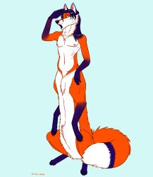  2017 artist_name athletic athletic_male blue_background canid canid_taur canine canine_taur cheek_tuft chest_tuft countershade_face countershade_fur countershade_torso countershading digital_media_(artwork) dipstick_tail eyebrows facial_tuft featureless_crotch fluffy fluffy_tail fox fox_taur fur gloves_(marking) green_eyes hair hi_res inner_ear_fluff leg_markings male mammal mammal_taur markings multicolored_body multicolored_fur neck_tuft nipples nude_male nude_taur on_hind_legs open_mouth orange_body orange_fur pecs purple_hair purple_nose simple_background socks_(marking) solo strillers tail tail_markings taur tuft whiskers white_body white_fur 