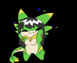  alpha_channel animated anthro biped black_hair breasts female generation_5_pokemon green_body hair kobold leaf leaf_tail nintendo noarustar noodles_(nyxcha) pokemon pokemon_(species) reptile scalie servine small_breasts snout solo tail white_body yellow_body 