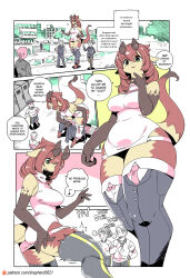  ... alternate_language business_suit collared_shirt digitigrade dragon_girl dragon_horns dragon_tail dress english_commentary english_text highres horns limited_palette modern_mogal multiple_boys multiple_girls musical_note necktie office_lady patreon_logo patreon_username pencil_skirt salaryman shepherd0821 shirt skirt skirt_suit sound_effects spoken_ellipsis spoken_musical_note suit tail thighhighs uniform web_address 