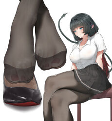  animal_ear_piercing animal_ears aqua_eyes arched_bangs arm_behind_back arm_support black_hair black_pantyhose black_skirt breasts cleavage collarbone collared_shirt commentary_request crossed_ankles feet female floppy_ears foot_focus hair_intakes high-waist_skirt high_heels jane_doe_(zenless_zone_zero) large_breasts light_blush long_hair mouse_ears mouse_tail multicolored_hair multiple_views nail_polish no_shoes on_table paid_reward_available pantyhose partially_unbuttoned pleated_skirt red_hair red_nails shirt shirt_tucked_in shoes sidelocks simple_background sitting skirt smile table tail toenail_polish toenails toes two-tone_hair unworn_shoes wd_(1106592840) white_background white_shirt wooden_table zenless_zone_zero 