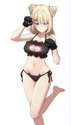  animal_ears animal_hands animal_print blonde_hair blue_eyes breasts cat_cutout cat_ears cat_girl cat_hair_ornament cat_lingerie cat_panties cat_paws cat_print cat_tail cleavage cleavage_cutout clothing_cutout female hair_ornament highres hololive hololive_english large_breasts looking_at_viewer meme_attire panties print_panties skaarl_(artist) solo tail underwear virtual_youtuber watson_amelia 