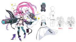  :d aqua_eyes arm_cannon armor armored_boots belt belt_buckle belt_pouch bikini black_killers_(phantom_of_the_kill) boots bow breasts buckle chains chibi company_name cutoff_jeans cutoffs dark_persona dog_tags earrings elbow_gloves eyepatch female freikugel full_body gloves glowing glowing_weapon goggles hair_ornament hairbow hat heart jewelry large_breasts laughing leather leather_bikini long_hair missile official_art open_mouth phantom_of_the_kill pink_hair pouch reference_sheet ribbon side_ponytail simple_background sleeveless sleeveless_jacket smile star_(symbol) swimsuit thigh_strap thighhighs thumbs_up torn_clothes torn_thighhighs very_long_hair weapon white_background 