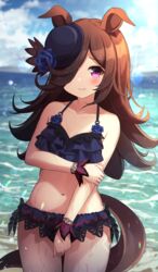  animal_ears artist_revision bikini cleavage rice_shower_(umamusume) shibutani_kai swimsuits tail uma_musume_pretty_derby wet 