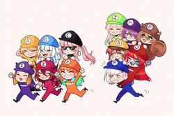  airani_iofifteen animal_ears anya_melfissa area_15 ayunda_risu blue_eyes brown_hair carrying cosplay gawr_gura gloves green_eyes hat hololive hololive_english hololive_indonesia holomyth holoro irys_(hololive) kureiji_ollie long_hair luigi luigi_(cosplay) mario mario_(cosplay) mario_(series) moona_hoshinova mori_calliope multiple_girls ninomae_ina&#039;nis open_mouth overalls pavolia_reine poluslus short_hair sleeping squirrel_ears squirrel_girl squirrel_tail sunglasses tail takanashi_kiara tentacle_hair virtual_youtuber watson_amelia 